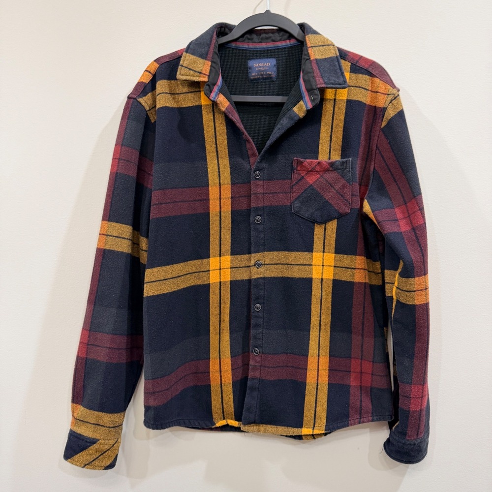 Nomad Mens M Sierra Lined Flannel Plaid Thermal Waffle Knit Shirt Outdoor